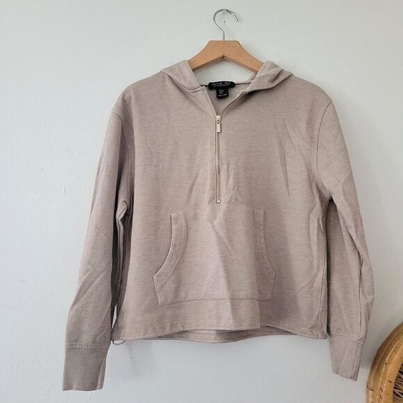 Rachel Zoe Neutral Cream Cropped Hoodie Top S - Picture 1 of 7